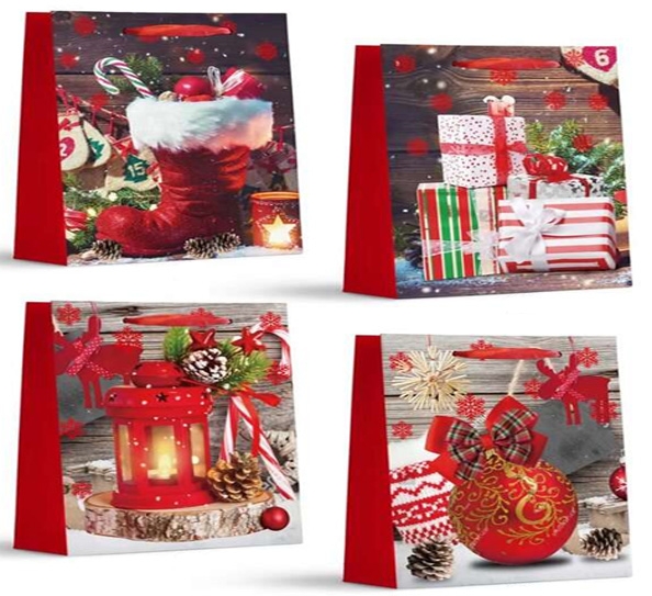 Пакет 24*18*8,5 Новорічні сувеніри з глітером