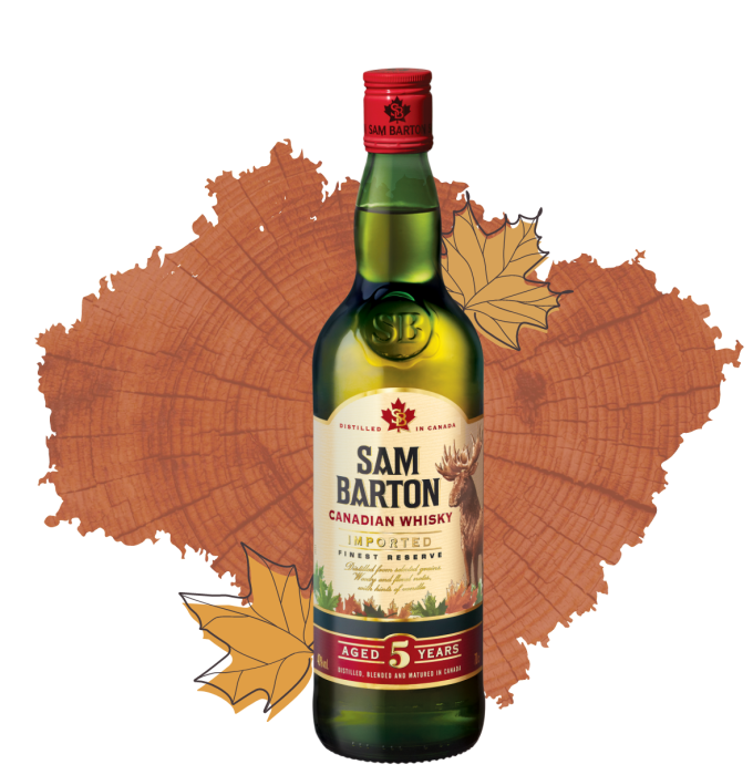 Віскі 0,7л Сем Бартон + 2 стакана 40%