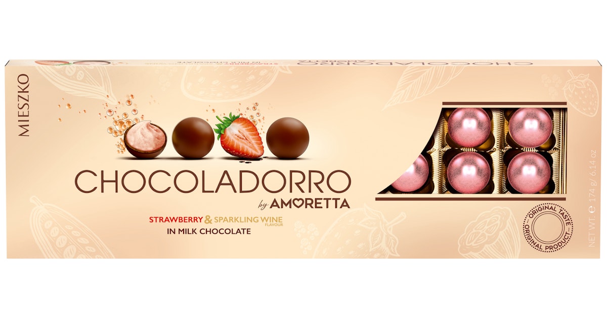 Цукерки 174г Мієшко праліне ігристе вино з полуницею