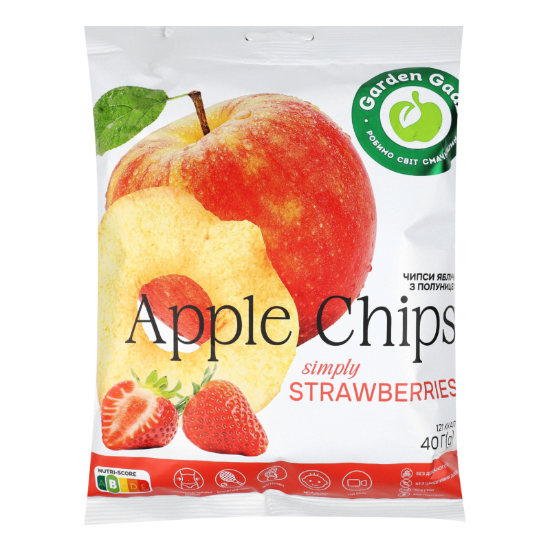 Чіпси яблучні 40г Гарденс Гадз з полуницею