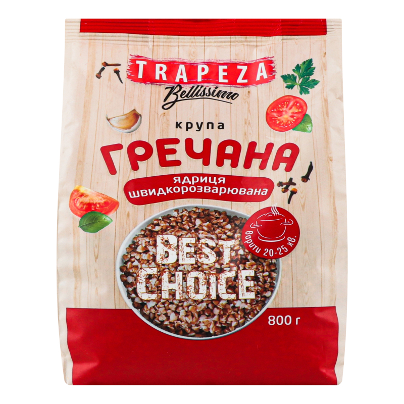 Крупа гречана 800г Трапеза ядриця швидкозварювана м/уп